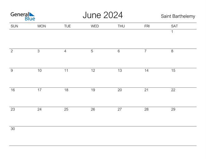 Catholic Calendar For June 2024