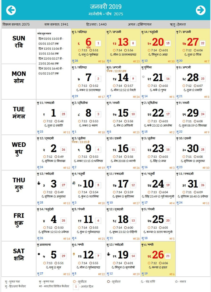 Gujarati Tithi Calendar 2024