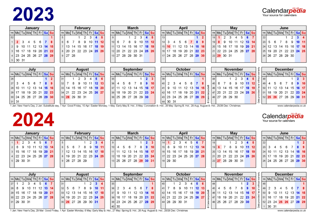 Calendar 2024 To 2023