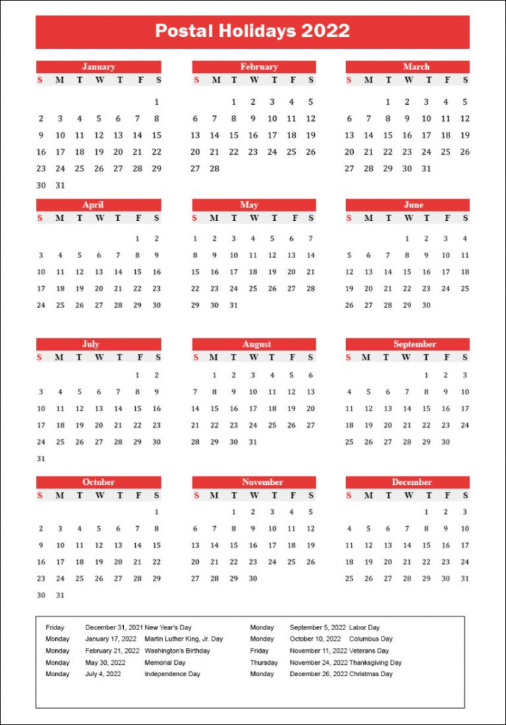 Postal Calendar 2024