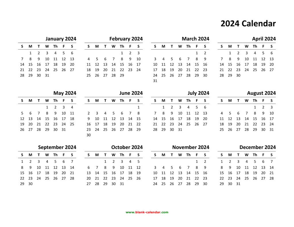 2024 Calendar Blank