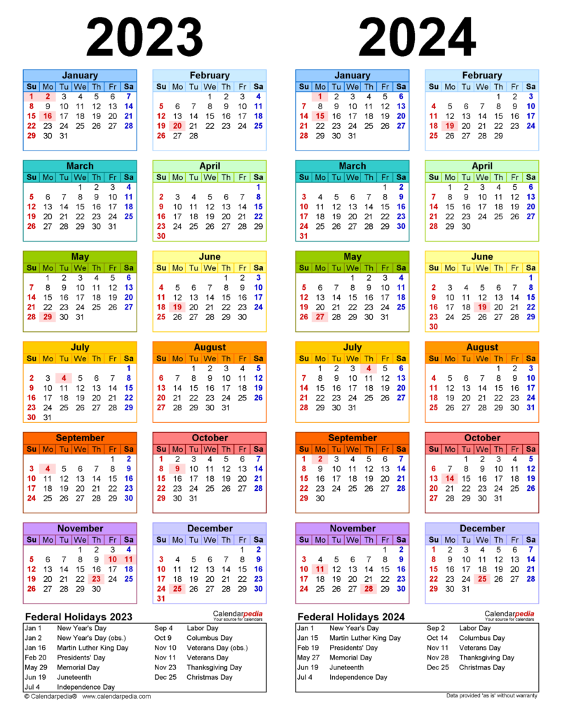 2024 And 2023 Calendar Printable