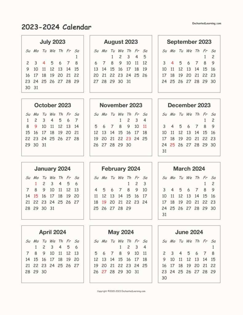 2024 And 2023 Academic Calendar Printable