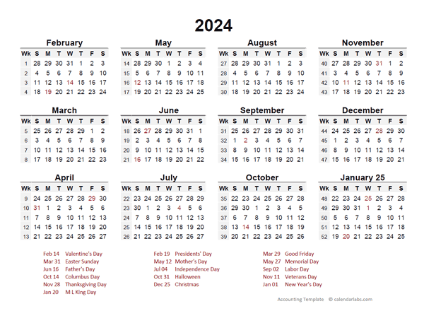 Accounting Calendar 2024