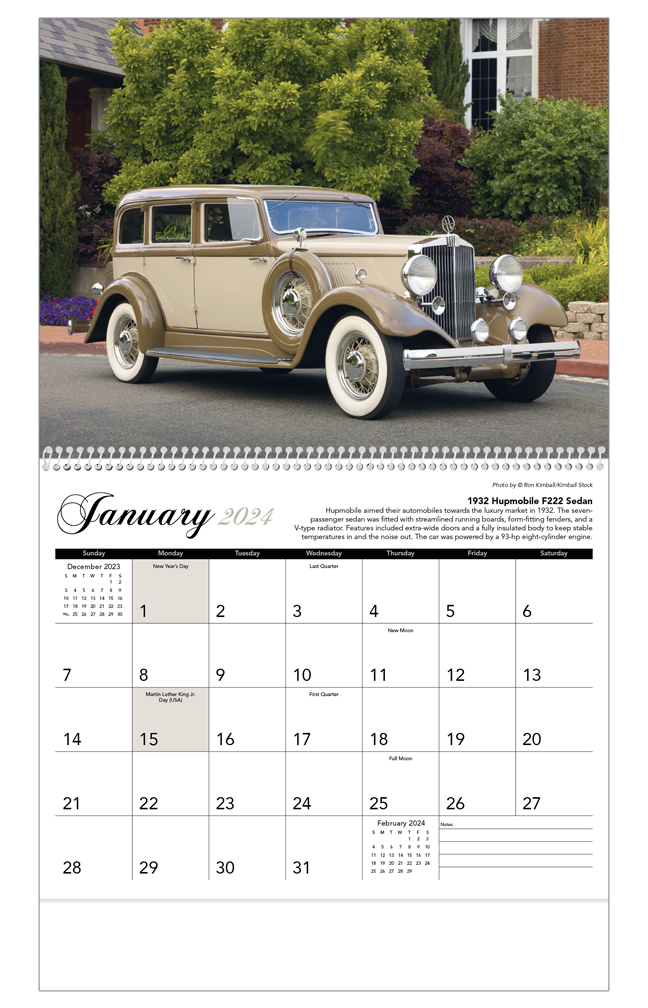Cars Calendar 2024
