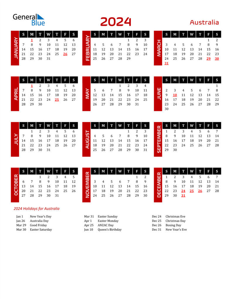 Daylight Calendar 2024