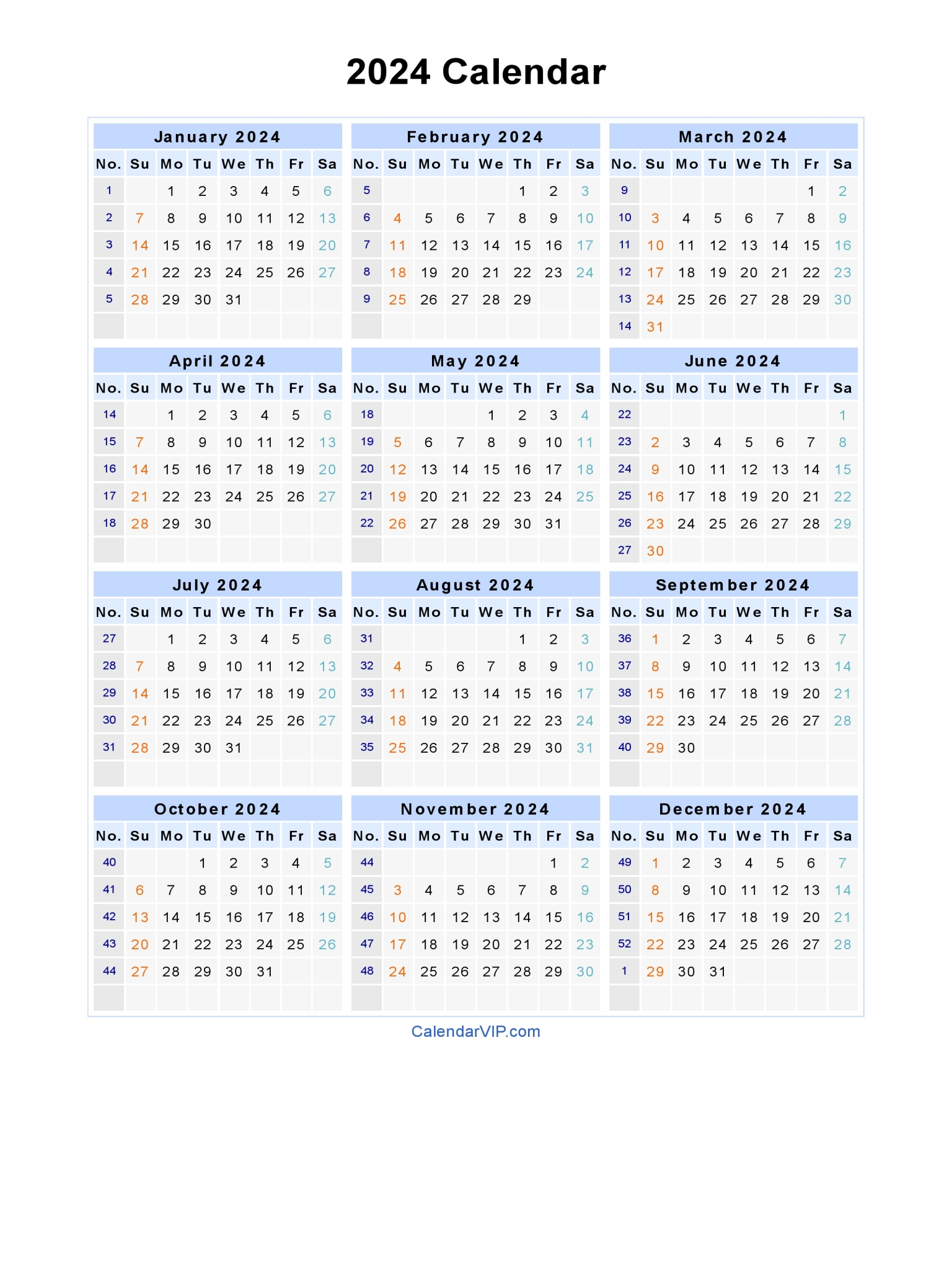 2024 Blank Calendar Word 2024 Calendar Printable   2024 Calendar Blank Printable Calendar Template In Pdf Word Excel 12 