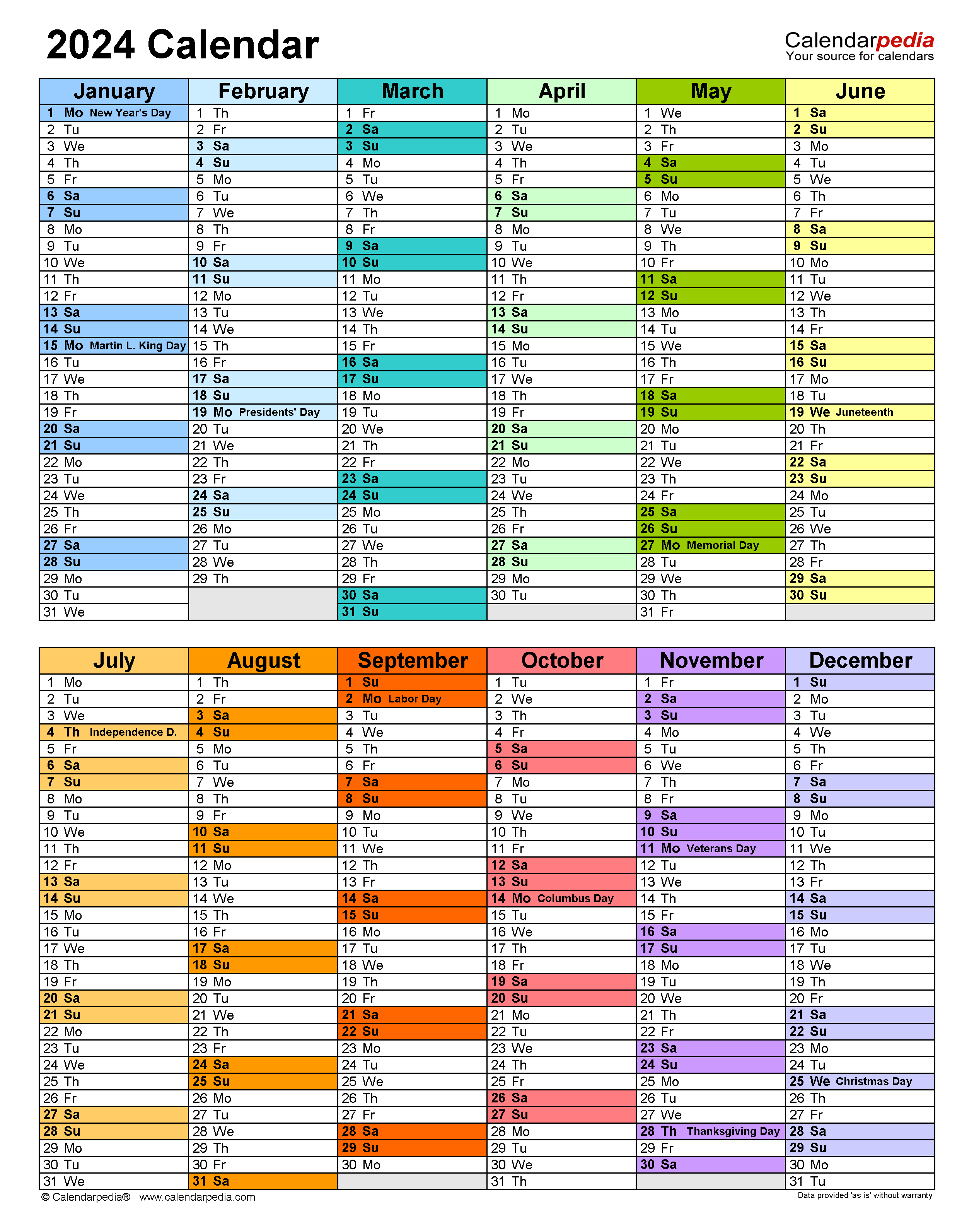 Excel Calendar 2024 - 2024 Calendar Printable