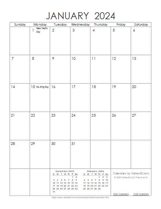 Blank Printable Calendar 2024