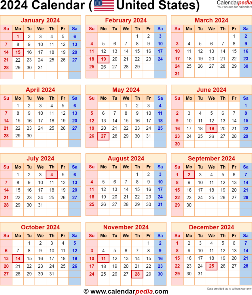 2024 Federal Calendar