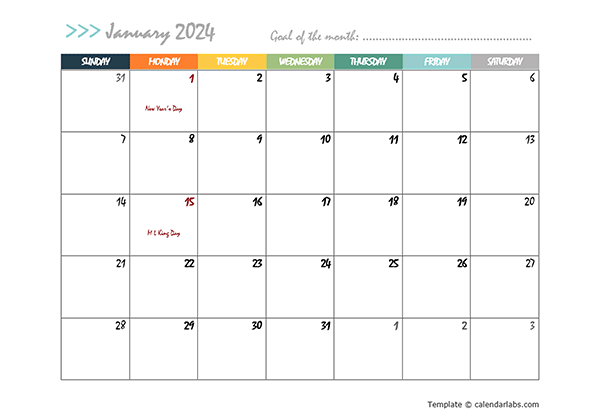 Large Wall Calendar 2024