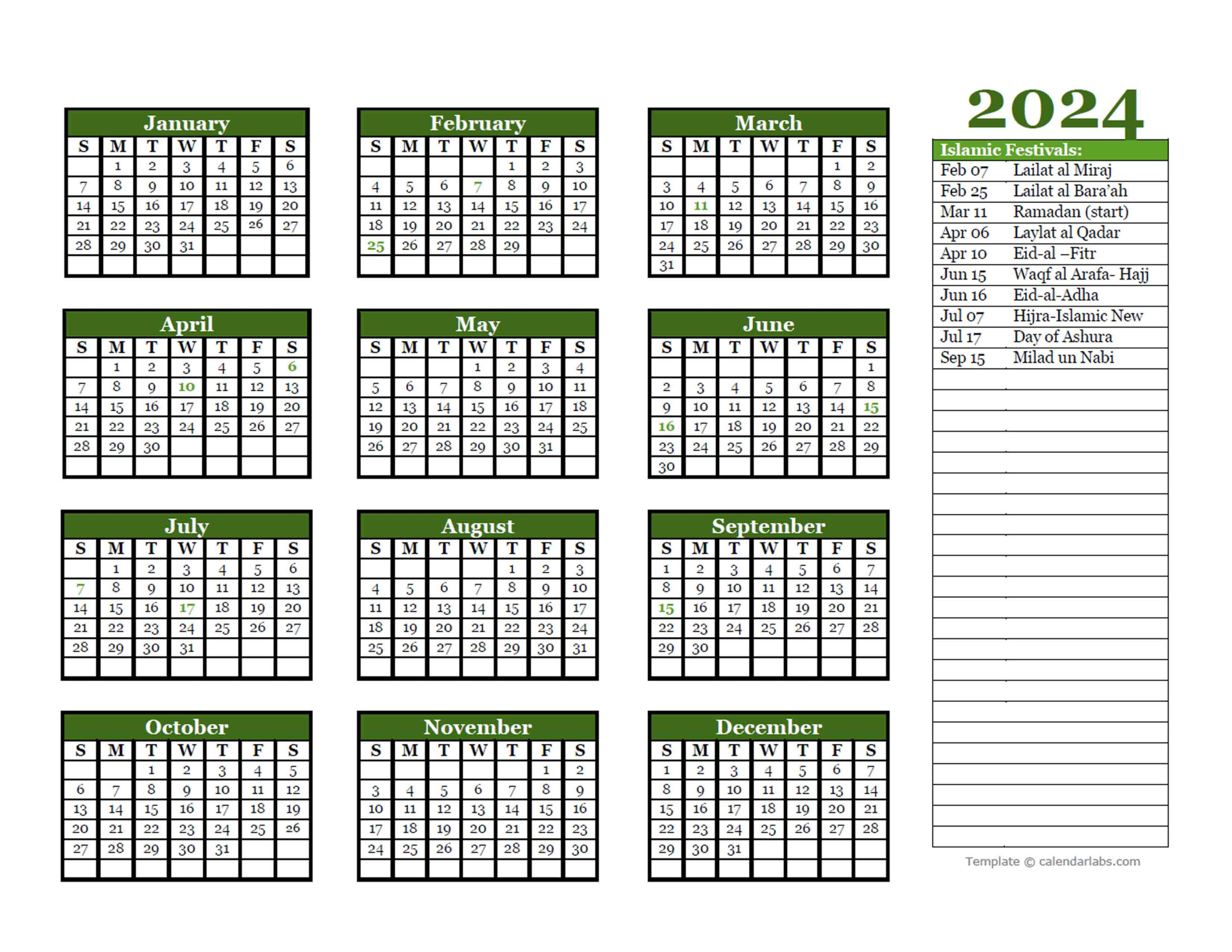 Islamic Calendar 2024 Ramadan 2024 Calendar Printable