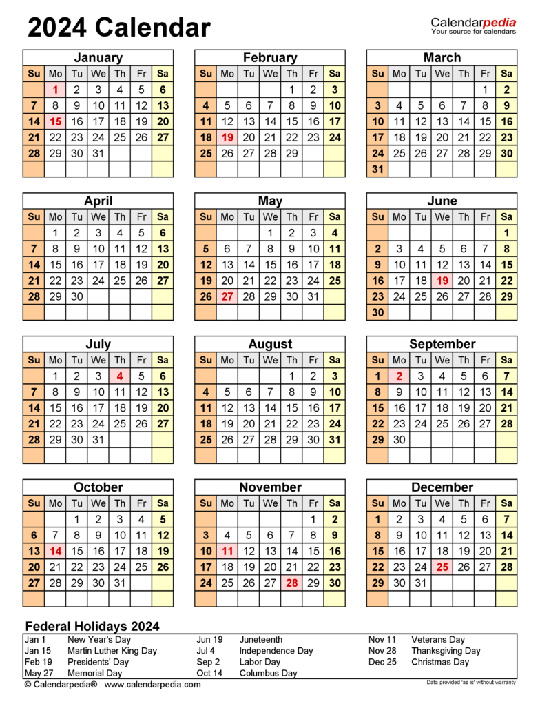 Small 2024 Calendar