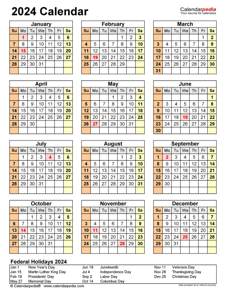 Free Printable Calendar 2024 With Lines