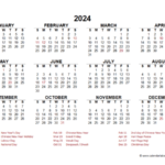 2024 At A Glance Calendar