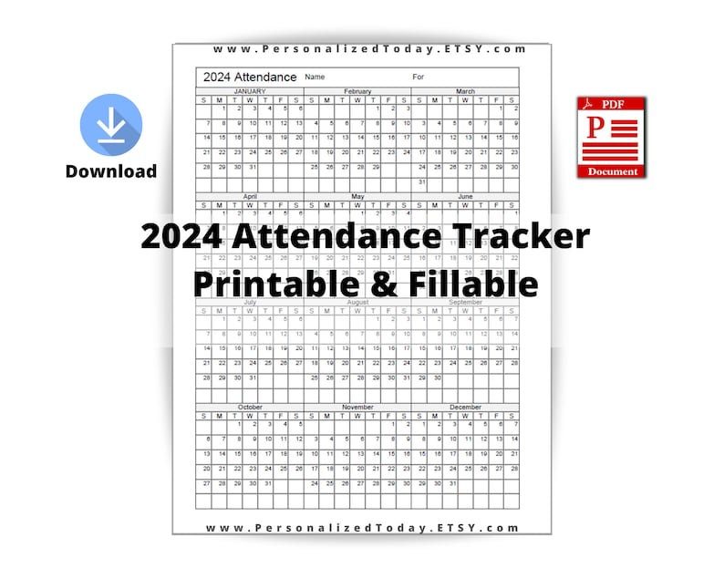 2024 Attendance Calendar