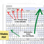 2024 Attendance Calendar