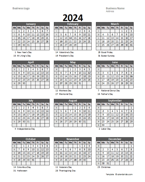 Calendar 2024 With Week Numbers 2024 Calendar Printable