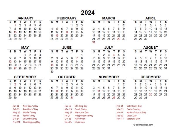 2024 Calendar In Excel