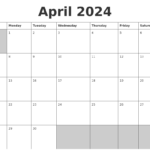 Blank Calendar April 2024