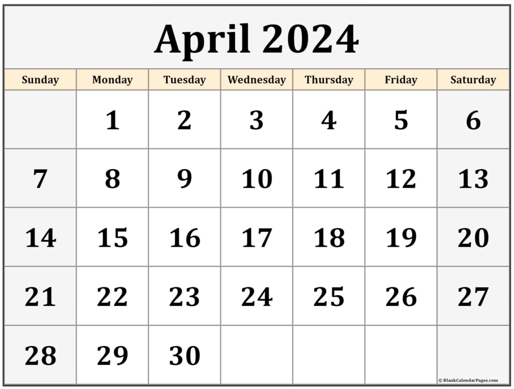 Editable April 2024 Calendar