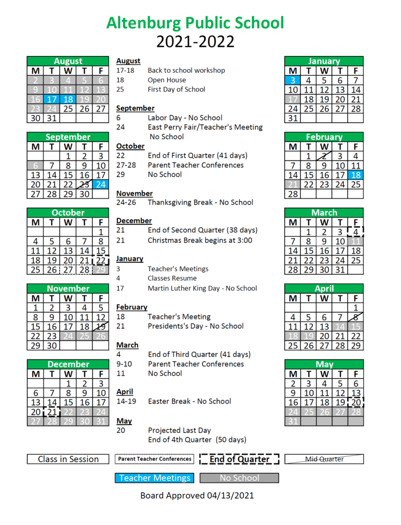 Aps School Calendar 2021-2024