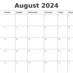 August Calendar 2024