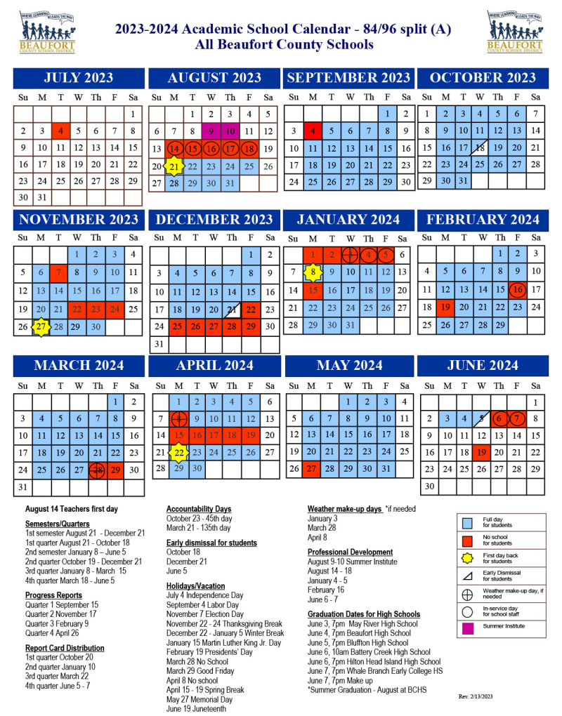 Beaufort County School Calendar 2024-25