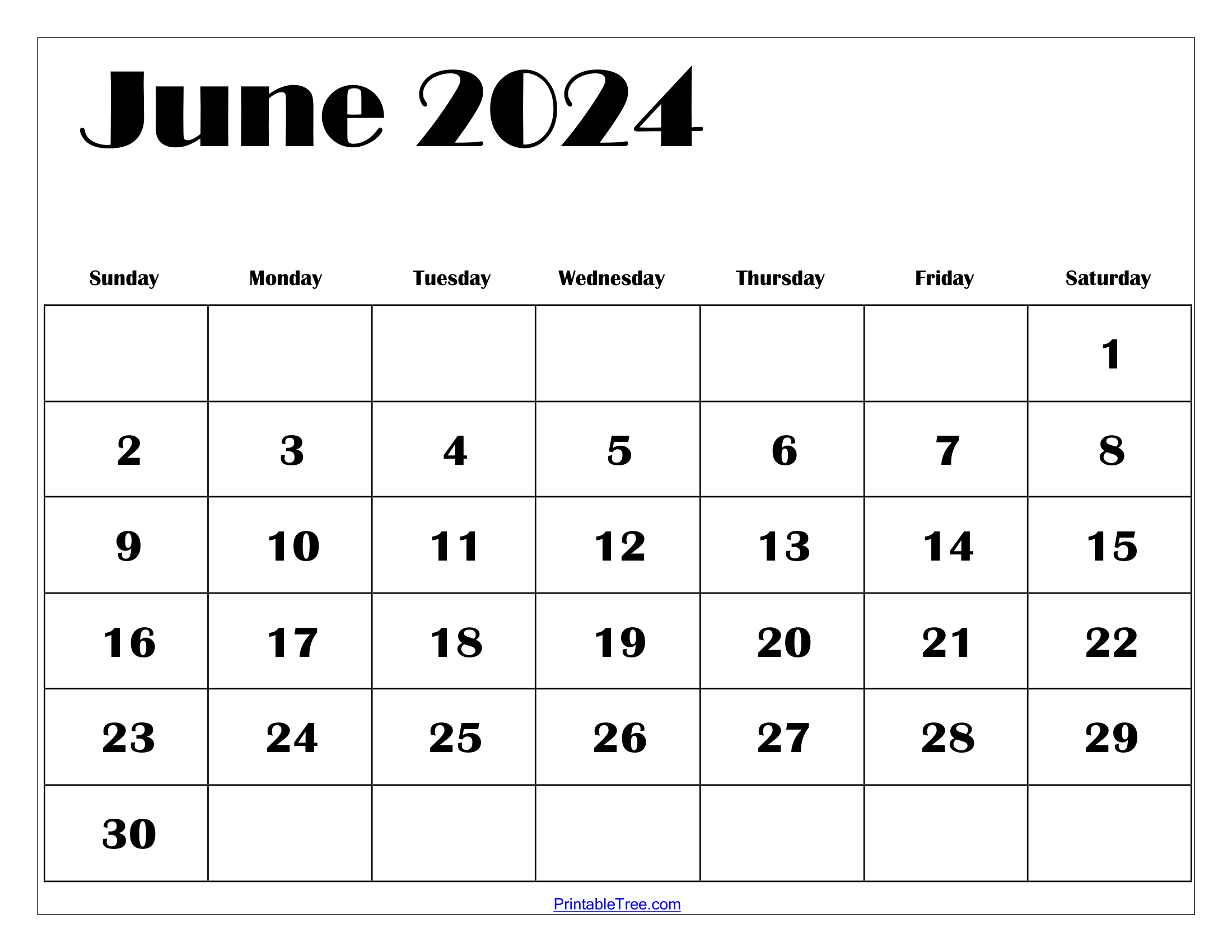 Calendar June 2024 Printable 2024 Calendar Printable