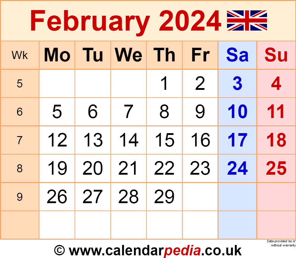 February Calender 2024