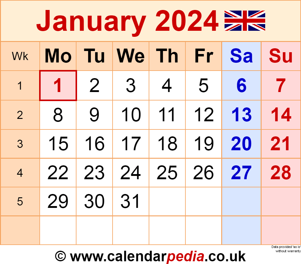 2024 Calendar January