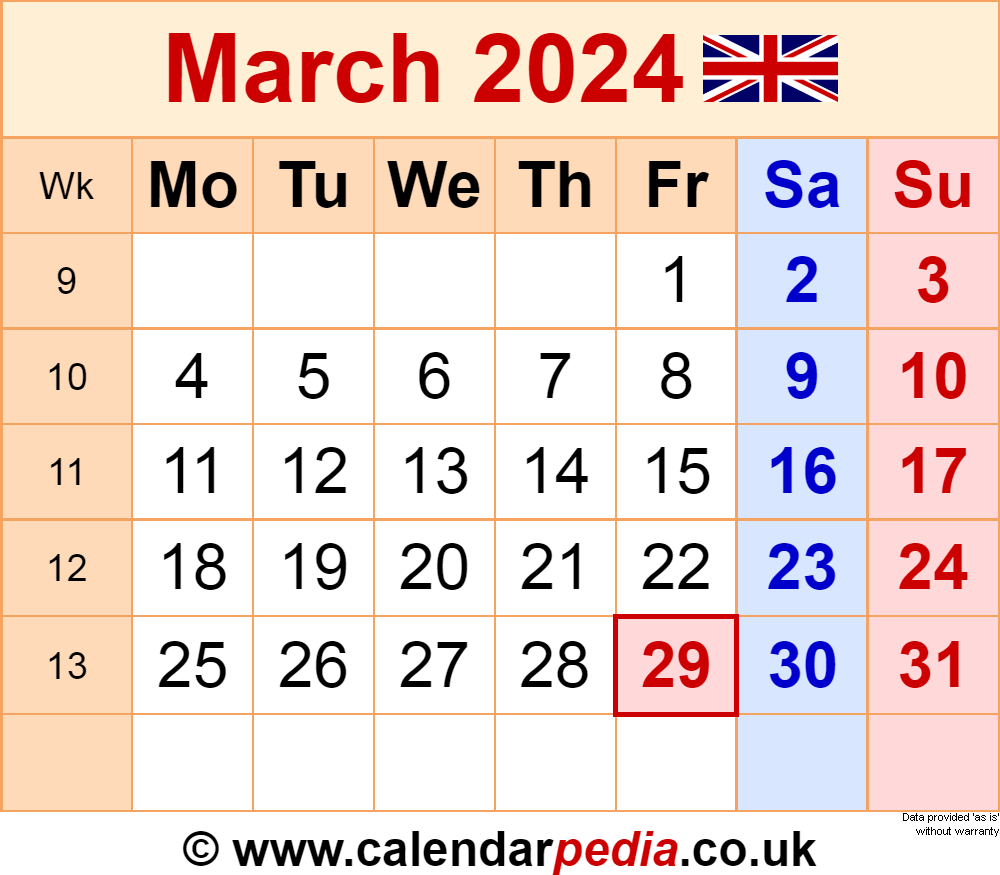 2024 Calendar March