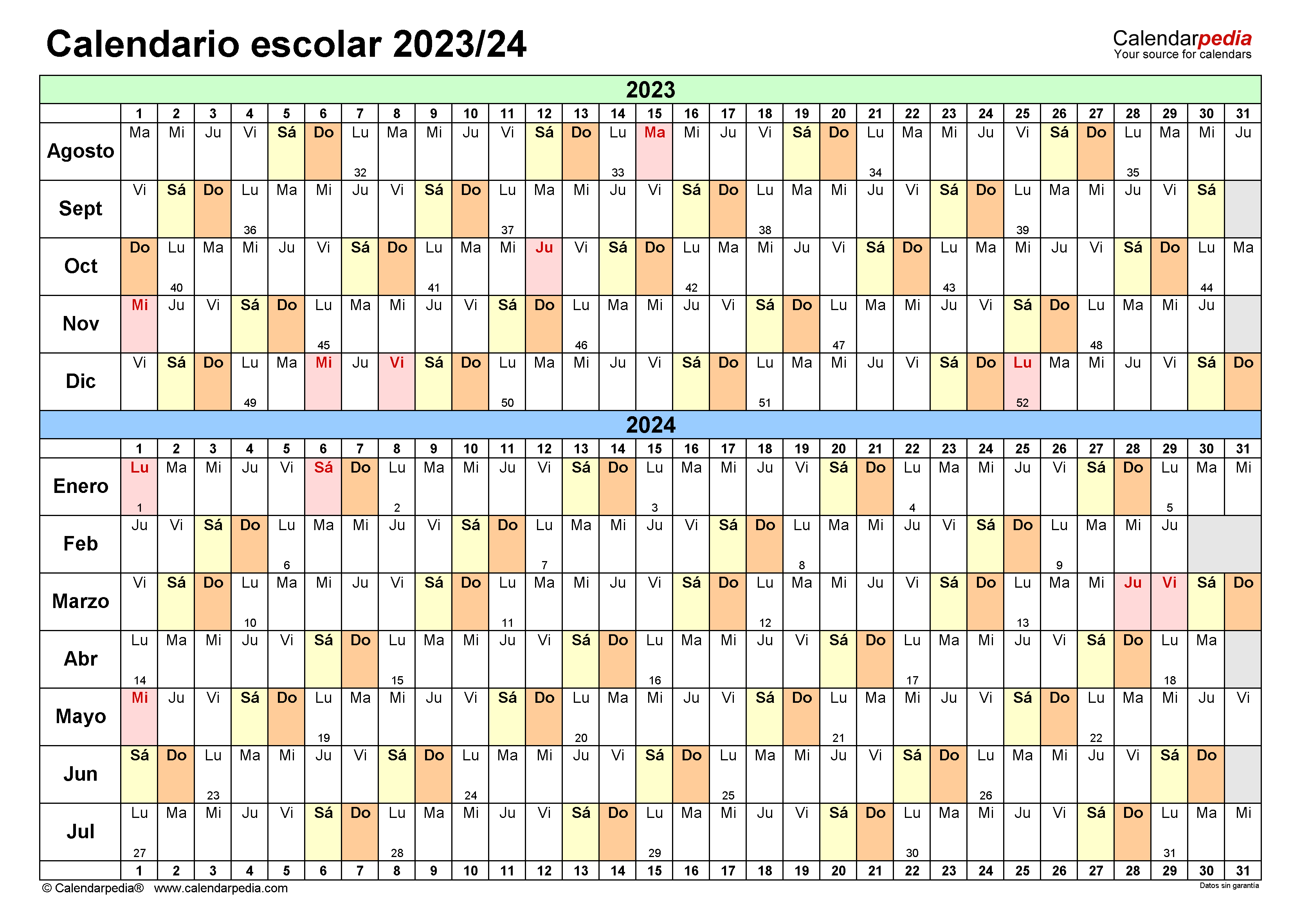 Calendario 2023 Y 2024 En Word Excel Y Pdf Calendarpedia Realbarta 2024 Calendar Printable 2029