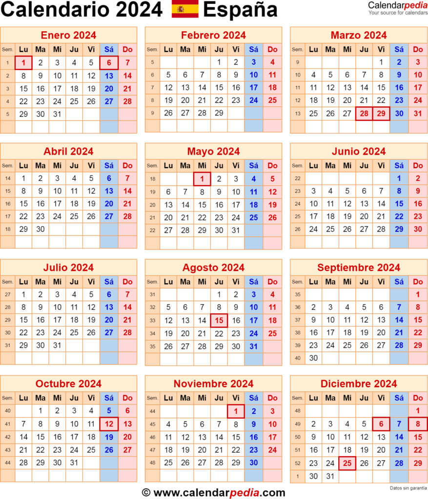 Valencia Calendar 2024
