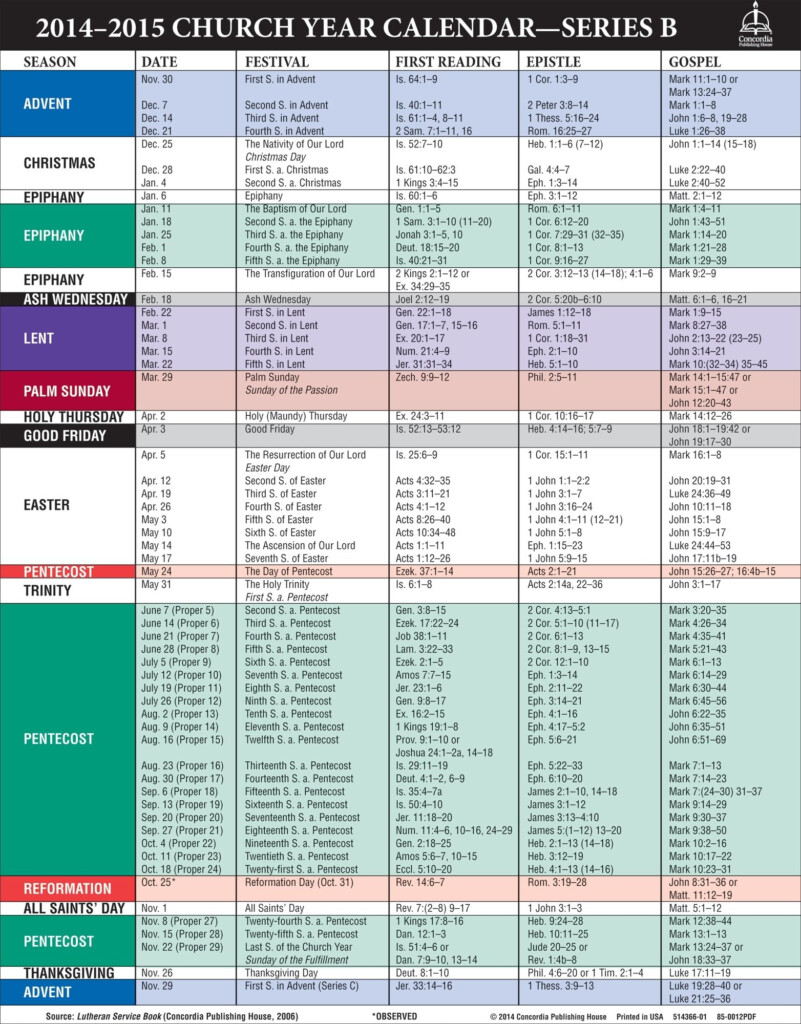 Liturgical Calendar 2021-2024