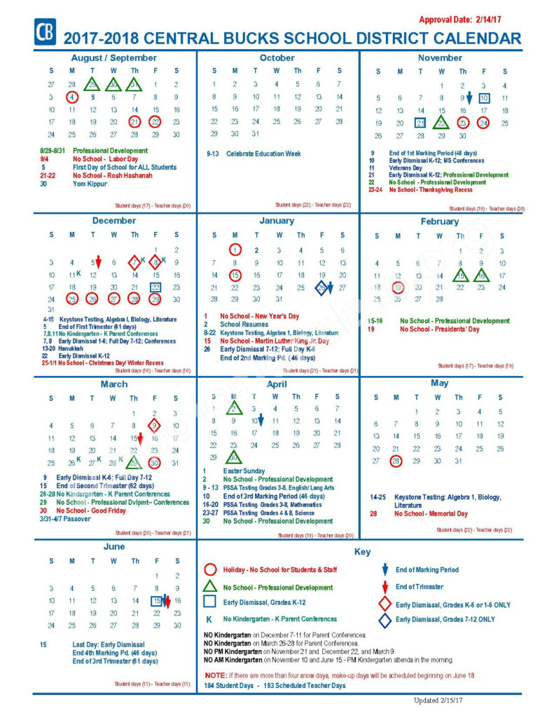 Central Bucks School District Calendar 2024-2023