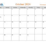 Oct 2024 Calendar With Holidays