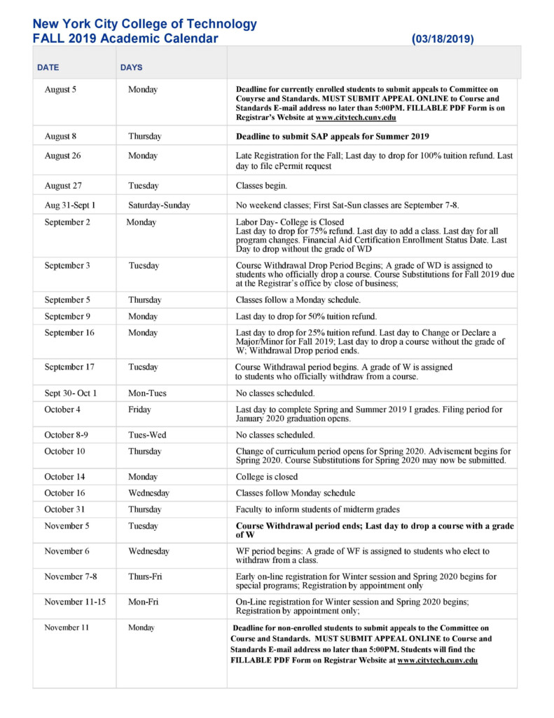 City Tech Calendar Spring 2024