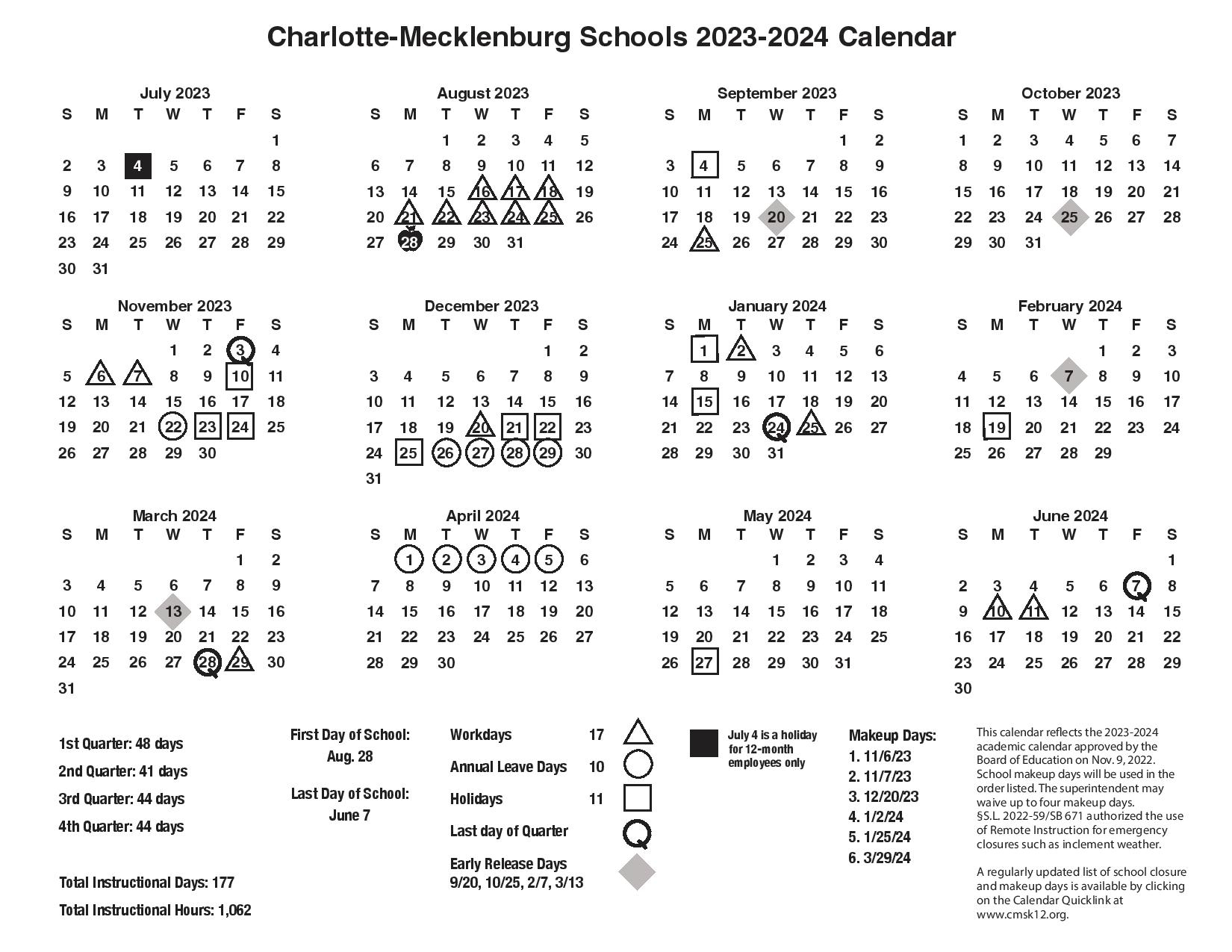 Cms School Calendar 2024 2023 2024 Calendar Printable