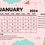 January Monthly Calendar 2024