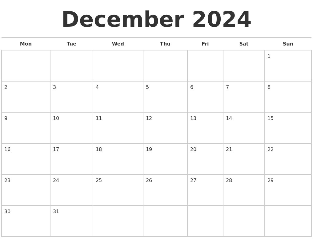 2024 Dec Calendar