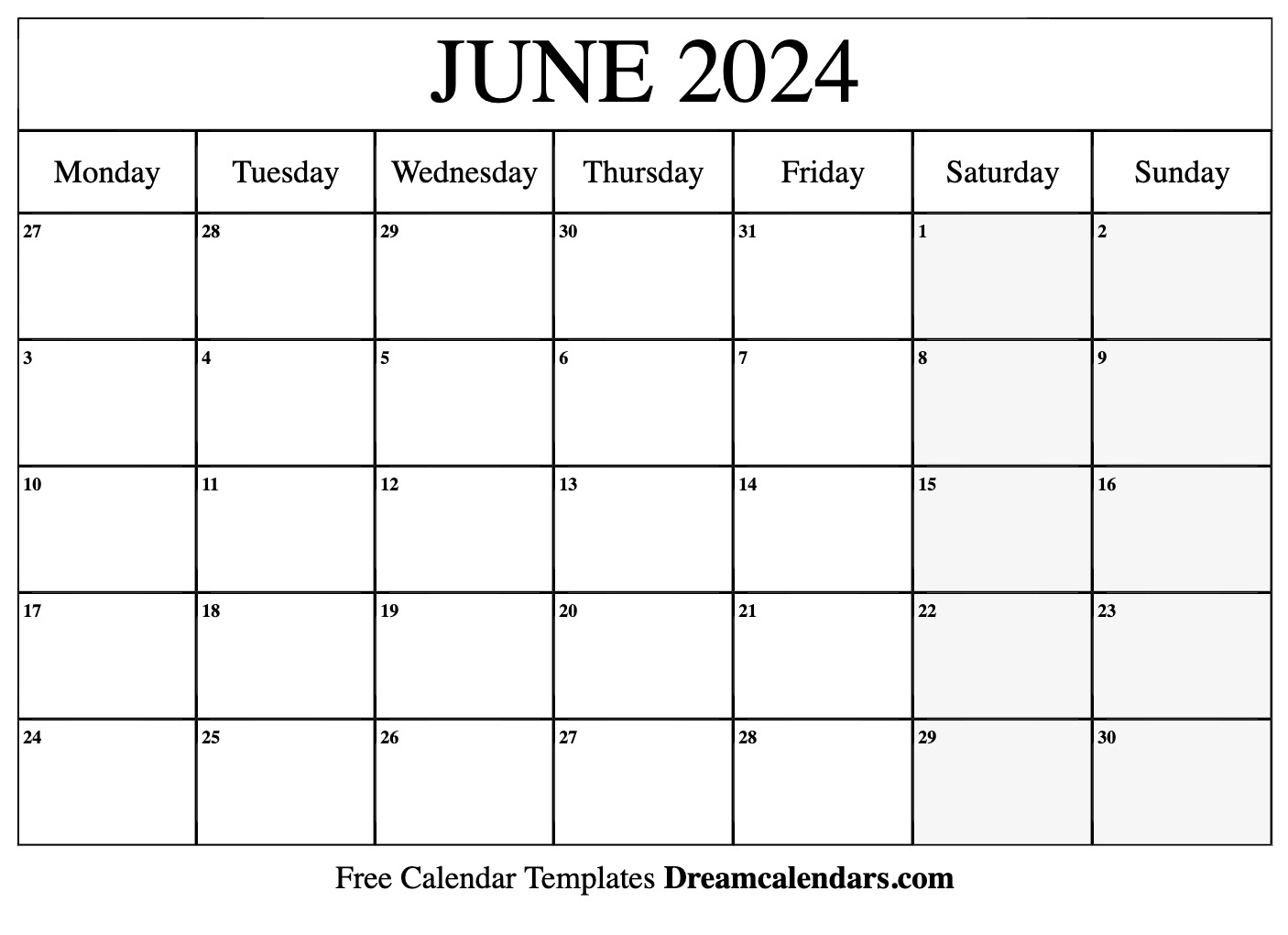 Printable Calendar 2024 June 2024 Calendar Printable