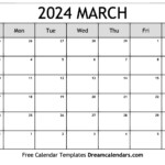 Free Printable Calendar 2024 March