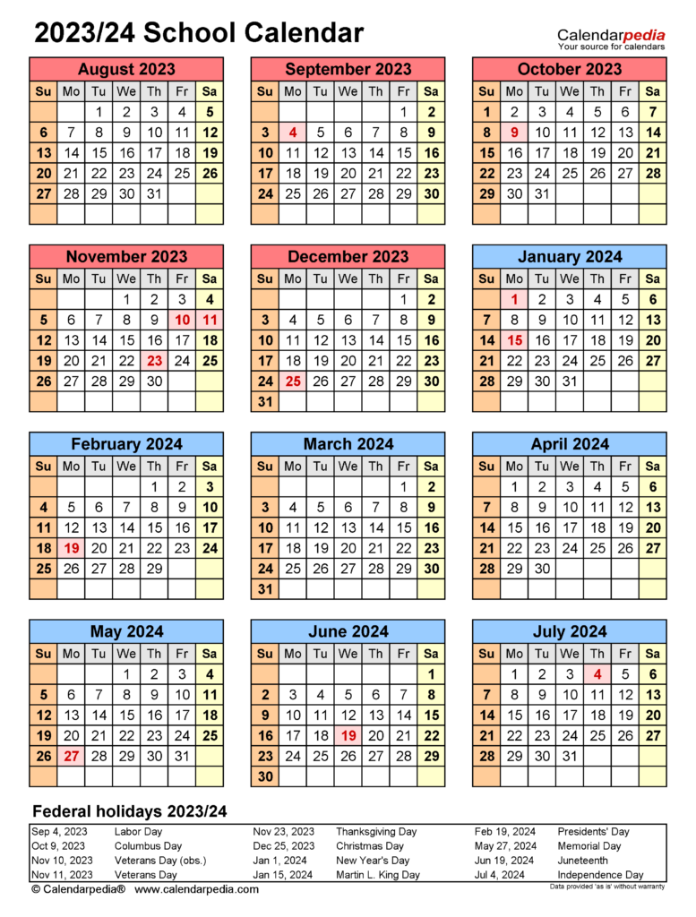 School Calendar 2024/23