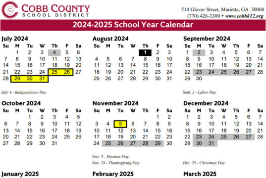 Cobb County School Calendar 2024-25