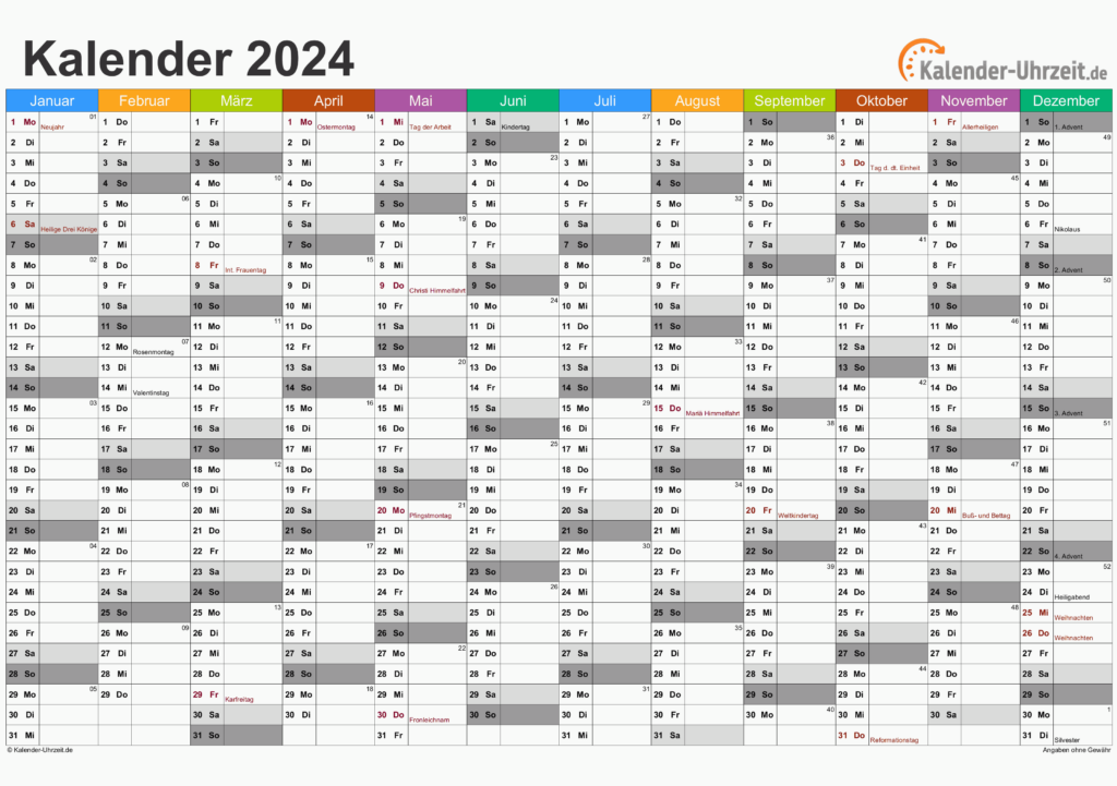 Excel Calendar 2024