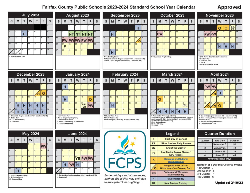 Fairfax School Calendar 2024-25