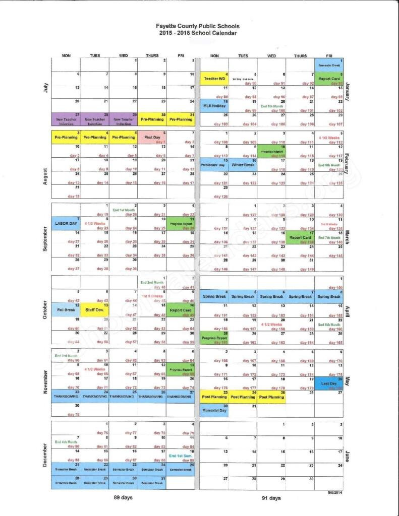 Fayette County School Calendar 2024-25