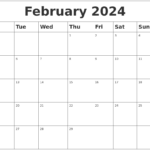 Blank Calendar February 2024