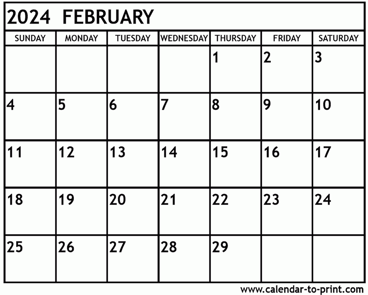 February Calendar 2024 Printable 2024 Calendar Printable